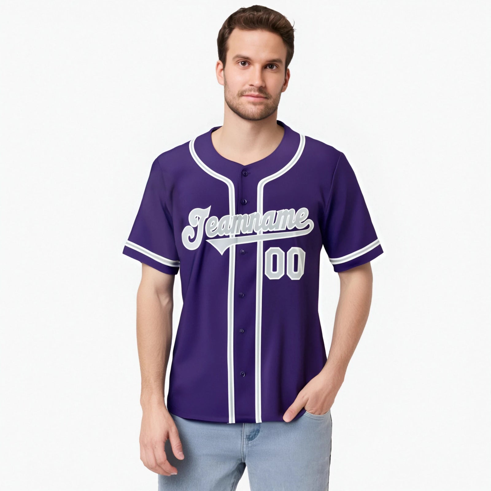 Custom Purple Gray White Authentic Baseball Jersey
