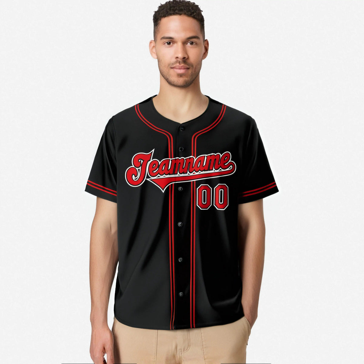 Custom Black Red White Authentic Baseball Jersey