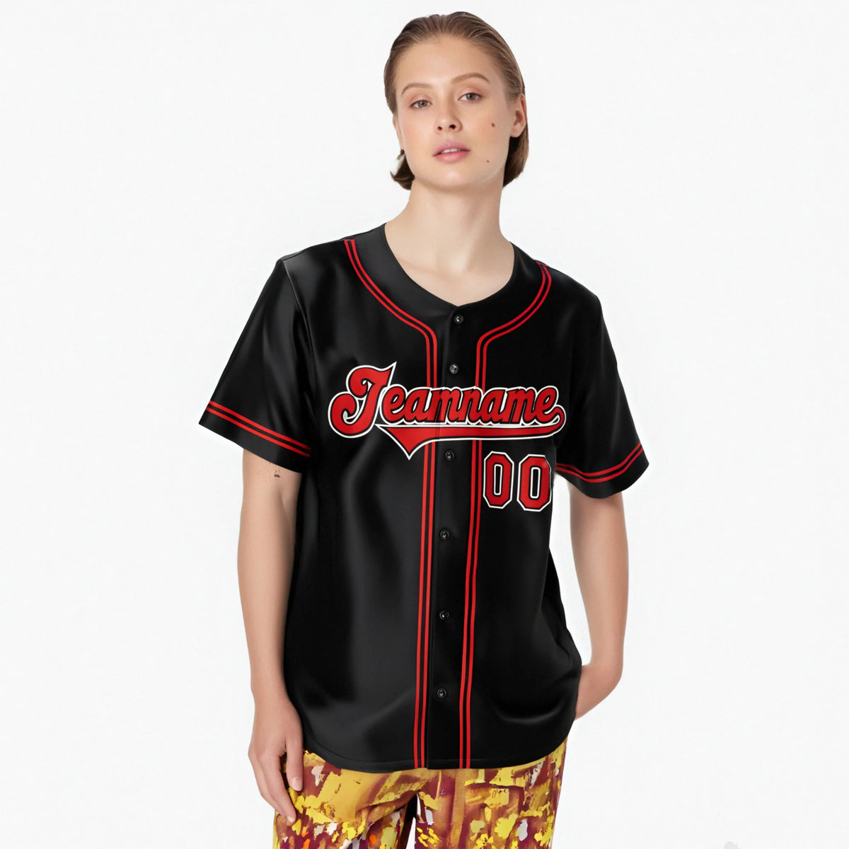 Custom Black Red White Authentic Baseball Jersey
