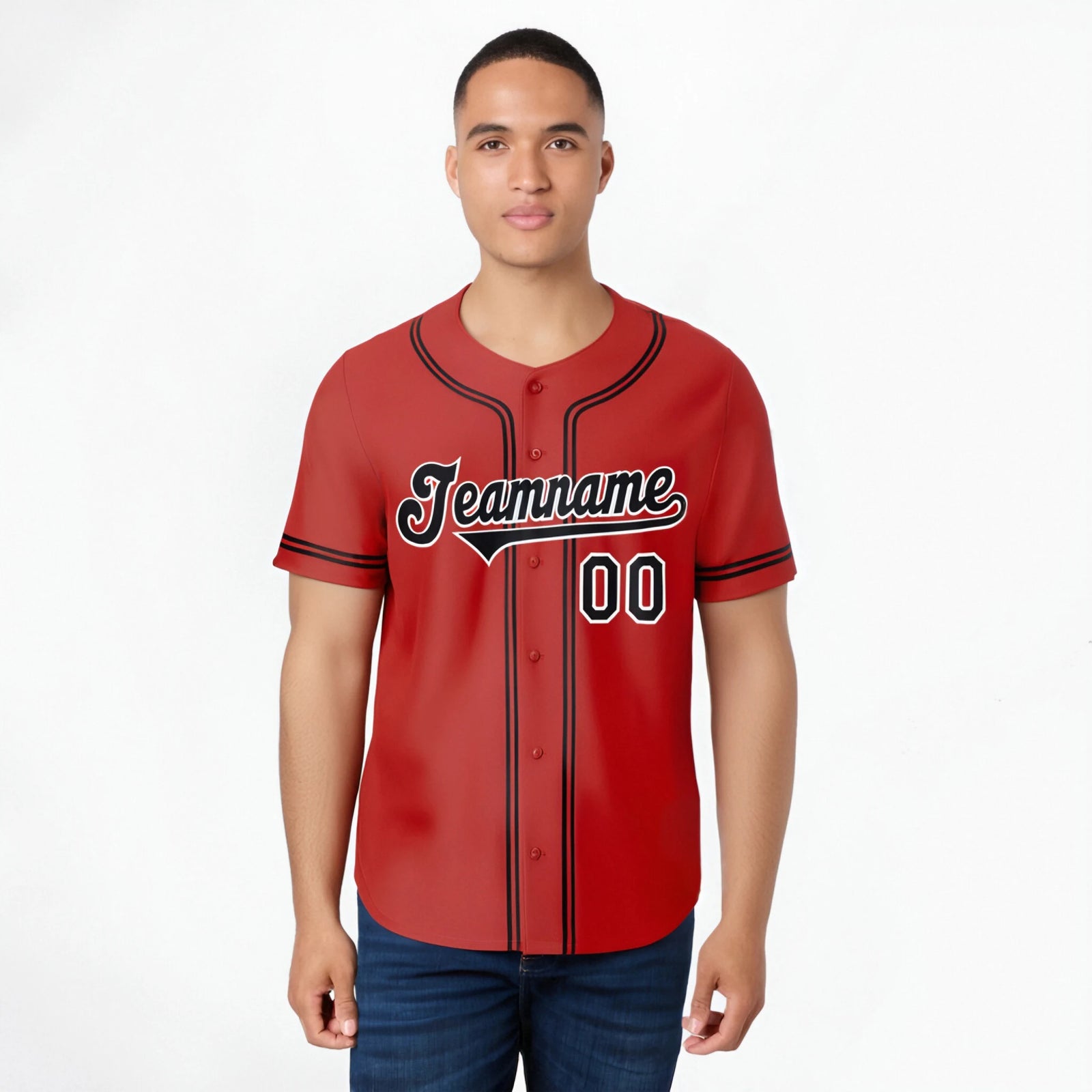 Custom Red Black White Authentic Baseball Jersey