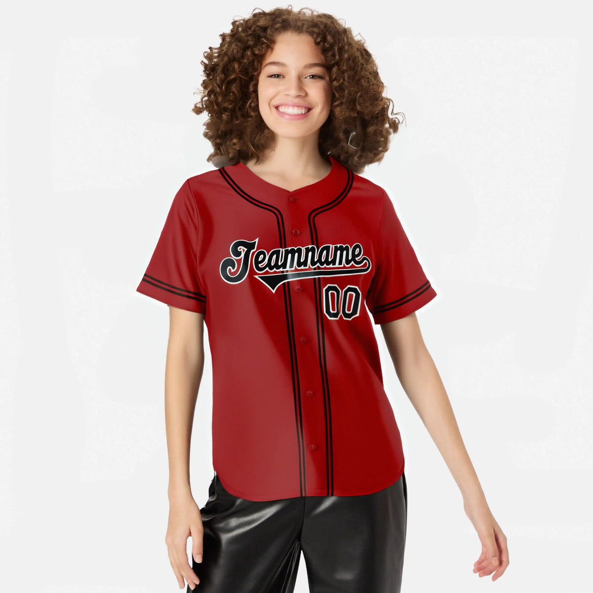 Custom Red Black White Authentic Baseball Jersey