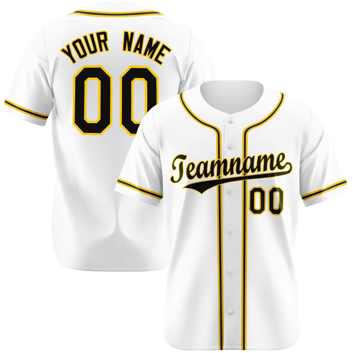 Custom White Black Yellow Authentic Baseball Jersey