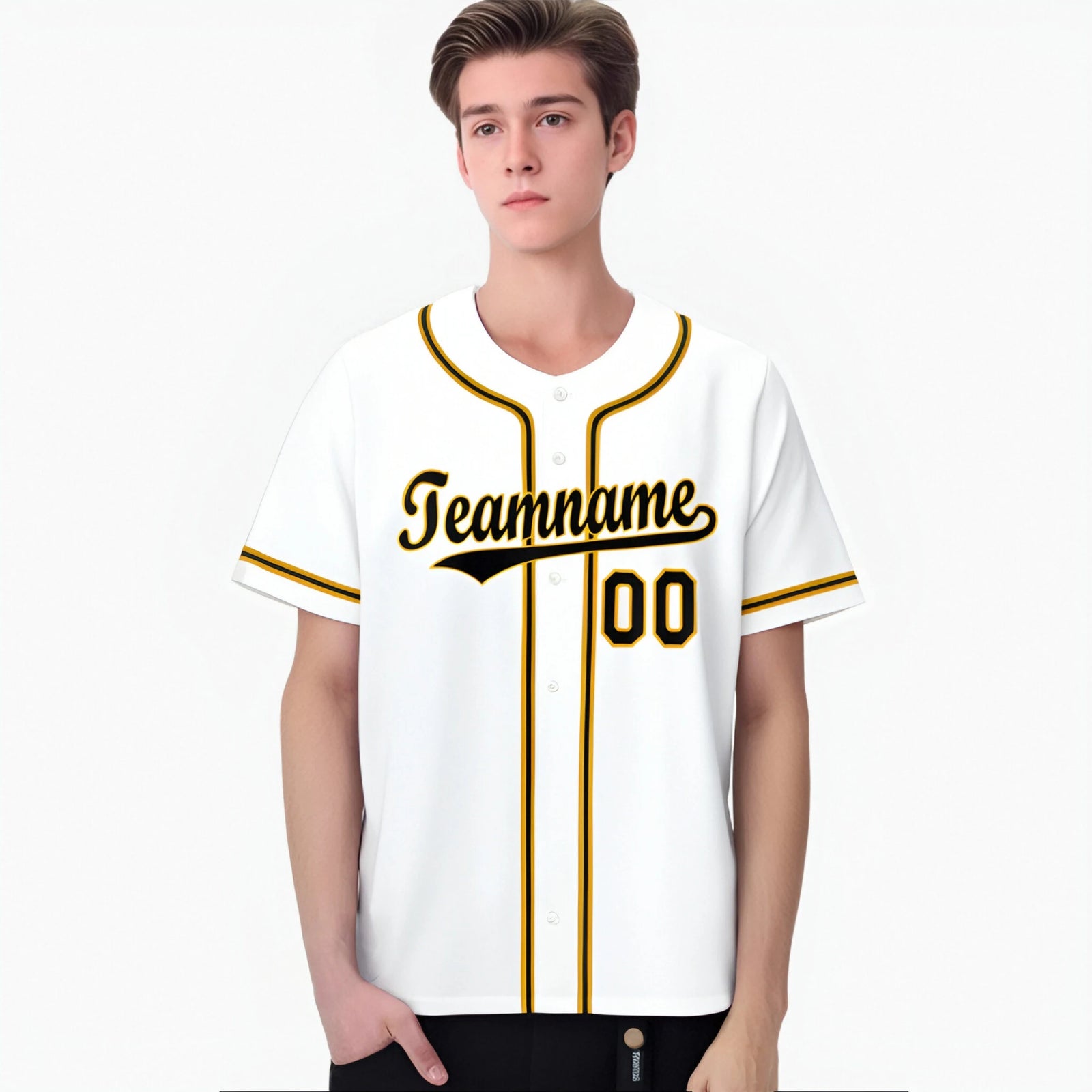 Custom White Black Yellow Authentic Baseball Jersey