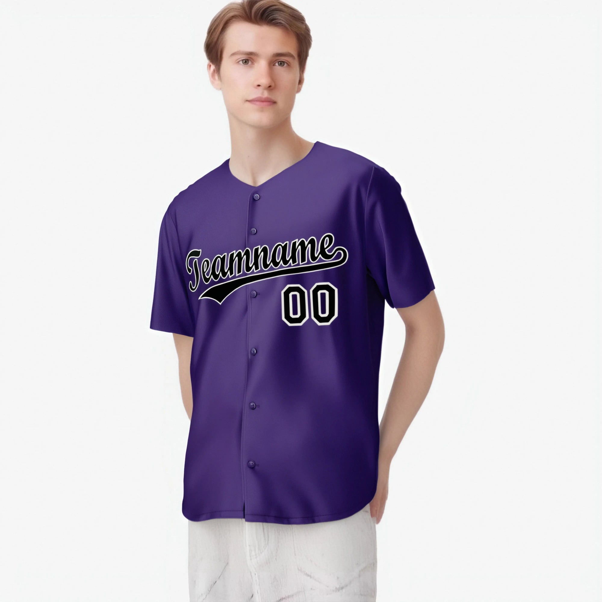 Custom Purple Black White Authentic Baseball Jersey