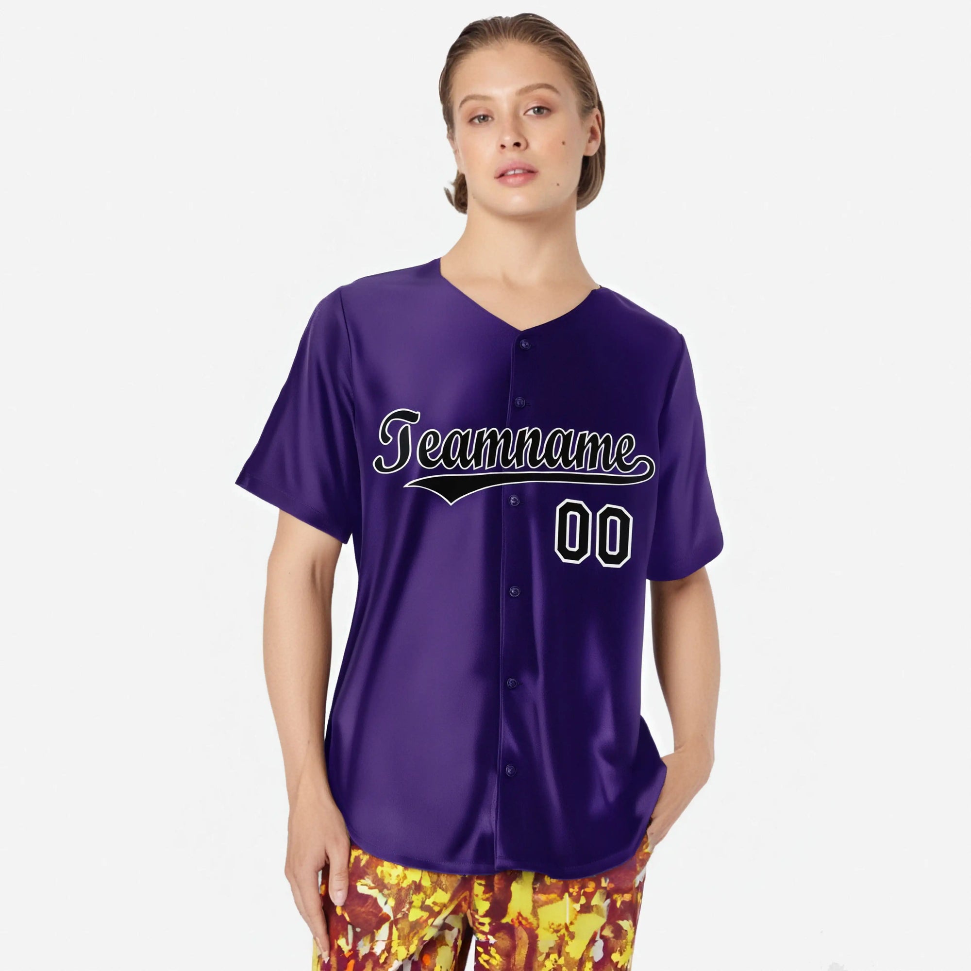 Custom Purple Black White Authentic Baseball Jersey