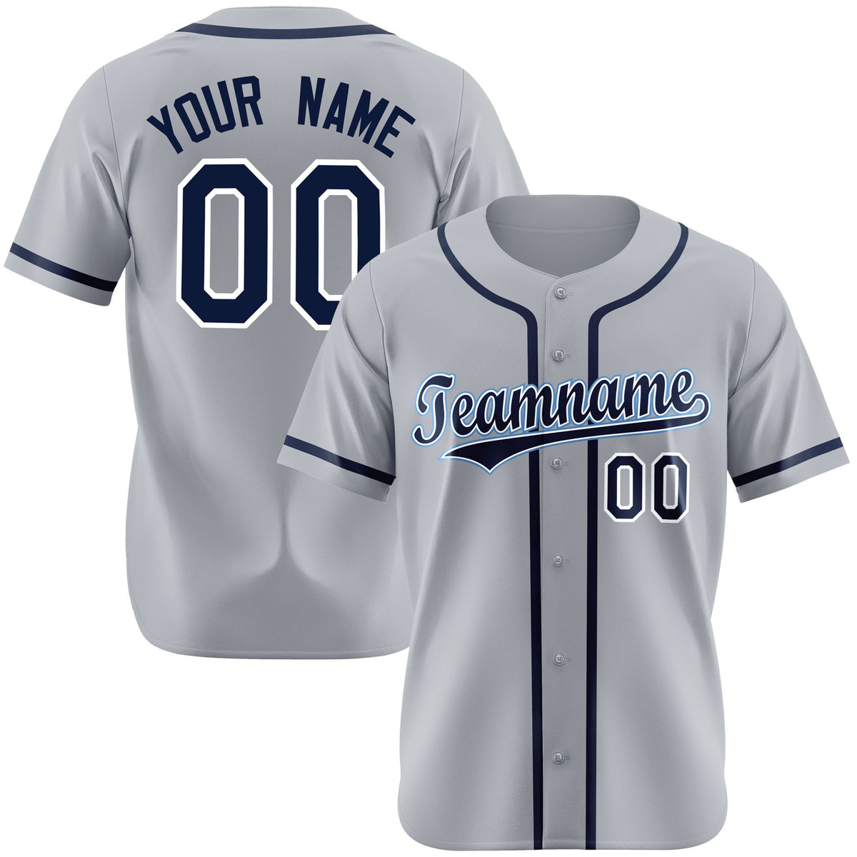 Custom Gray Navy Authentic Baseball Jersey