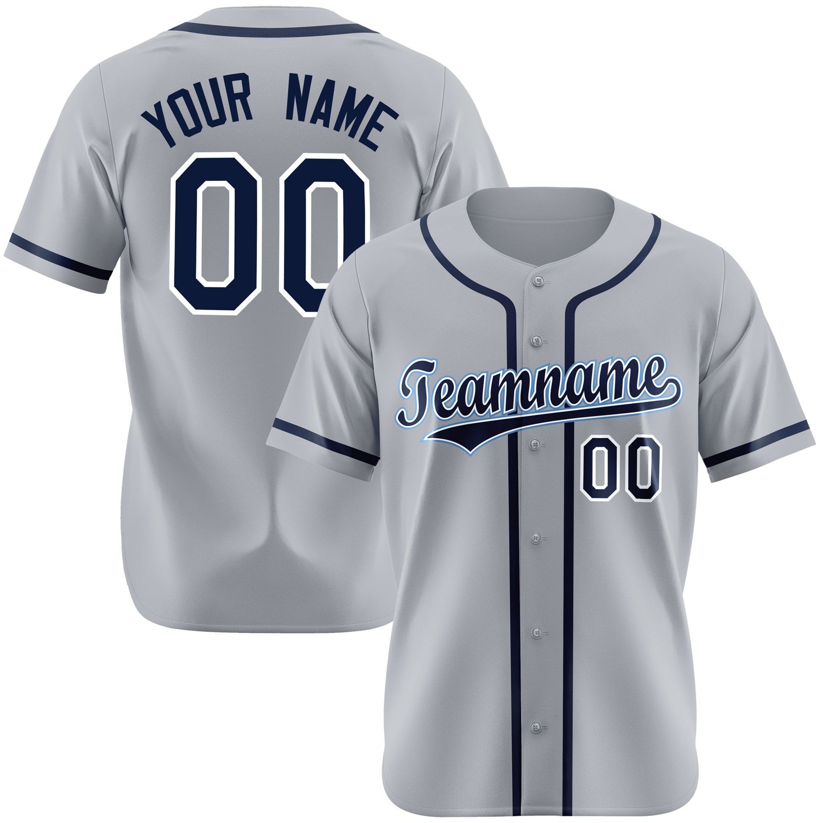 Custom Gray Navy Authentic Baseball Jersey