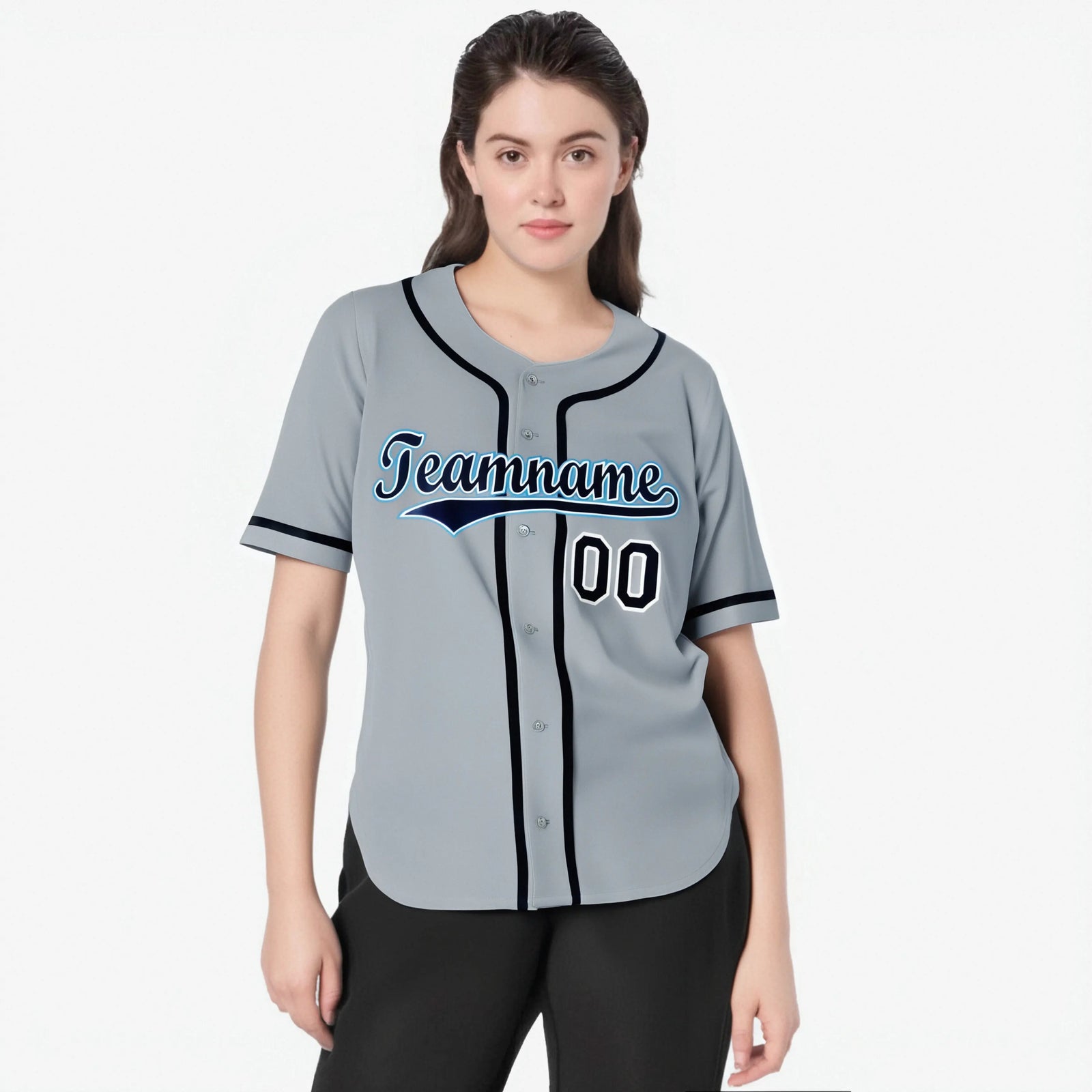 Custom Gray Navy Authentic Baseball Jersey
