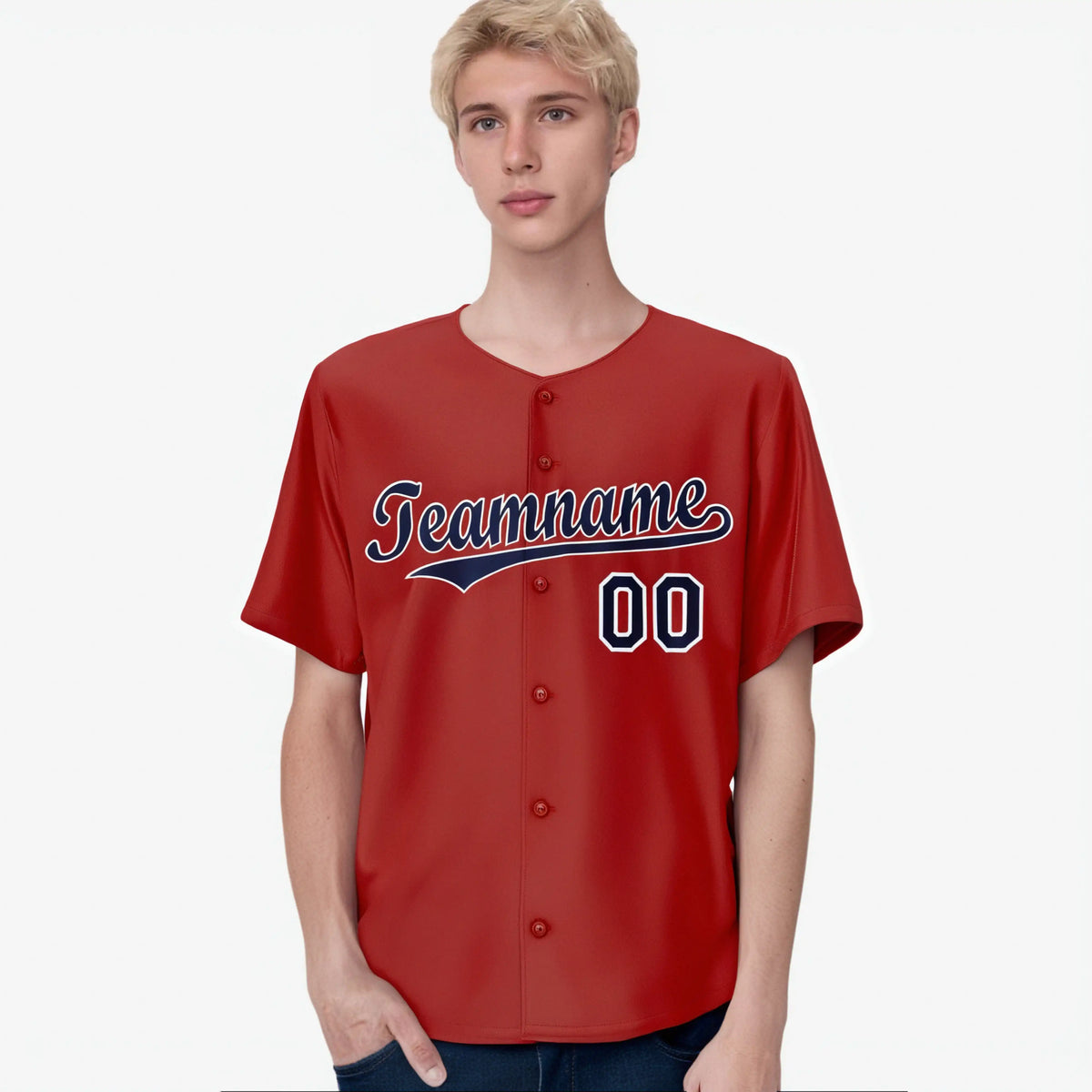 Custom Royal Red Navy White Authentic Baseball Jersey