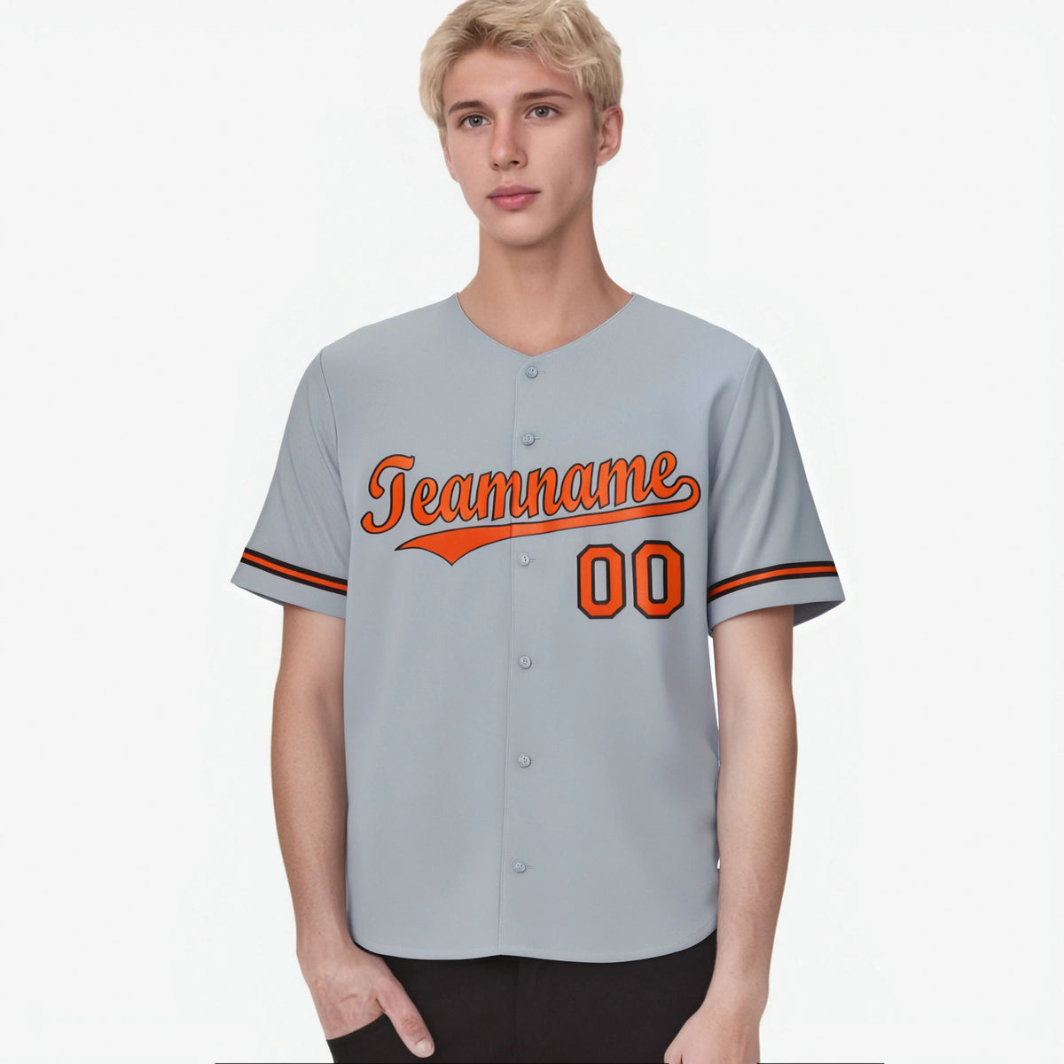 Custom Gray Orange Black Authentic Baseball Jersey