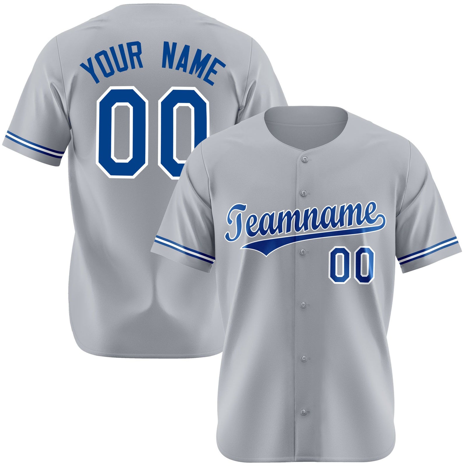 Custom Gray Blue White Authentic Baseball Jersey