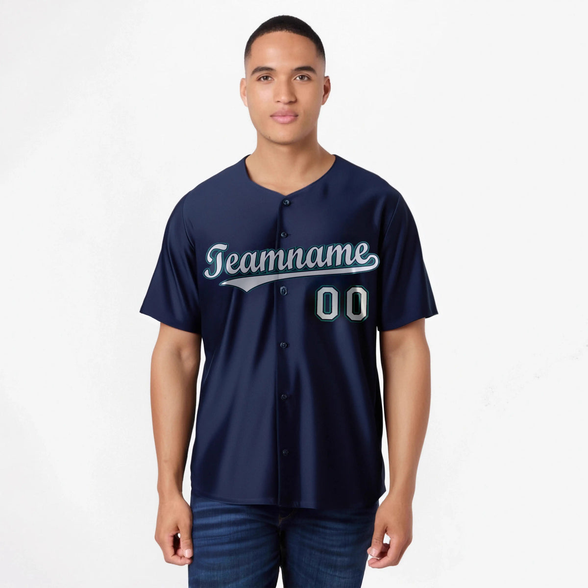 Custom Navy Gray Authentic Baseball Jersey