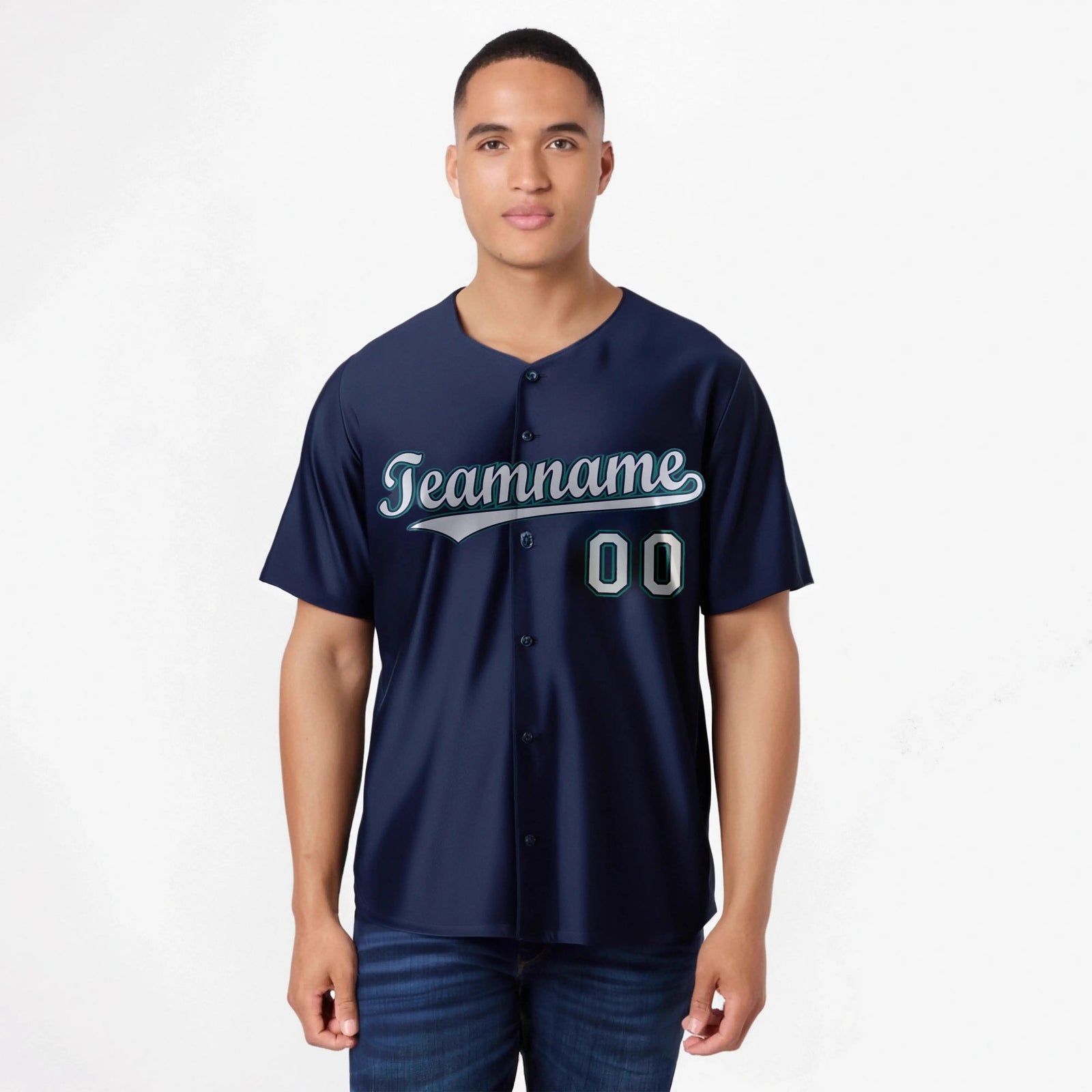 Custom Navy Gray Authentic Baseball Jersey