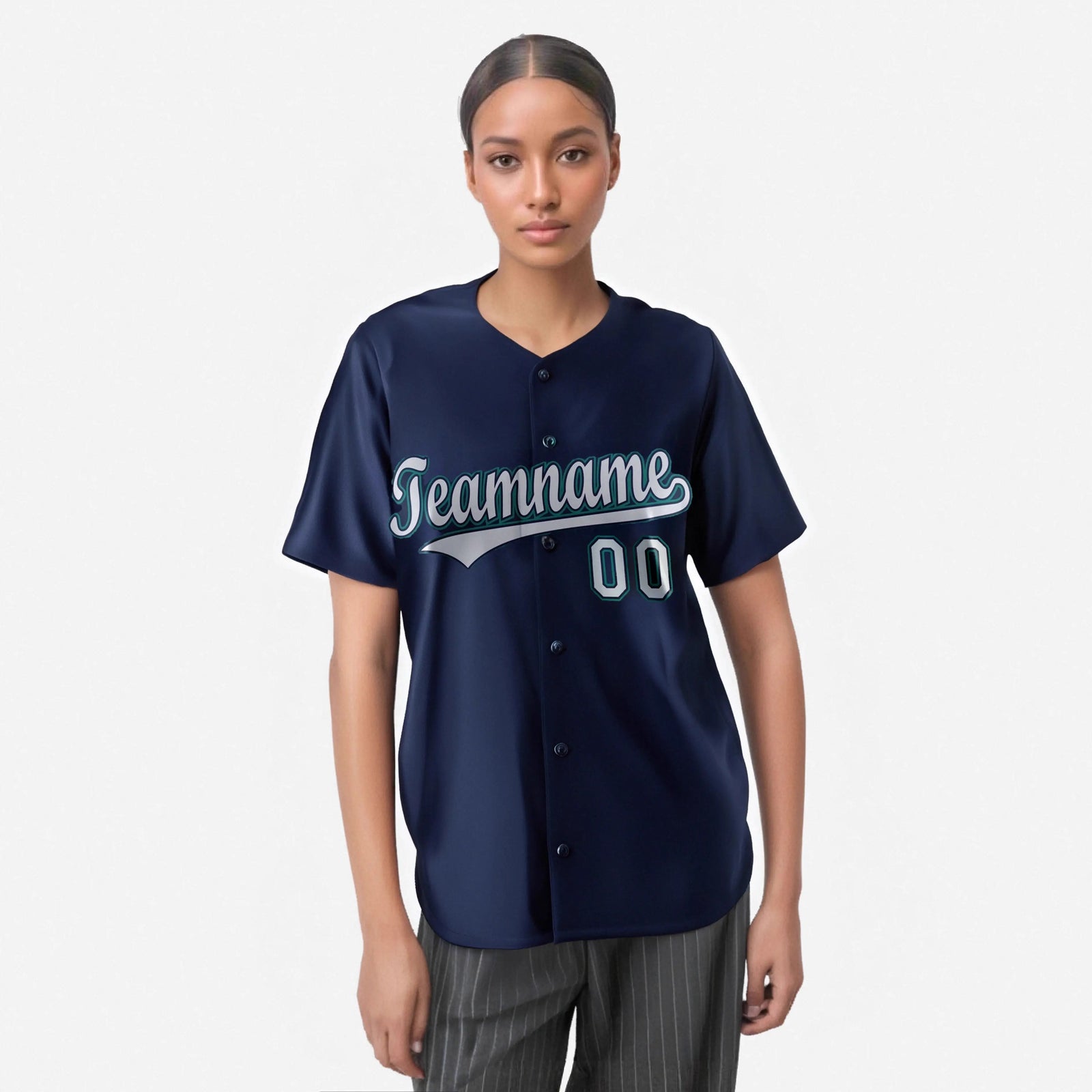 Custom Navy Gray Authentic Baseball Jersey
