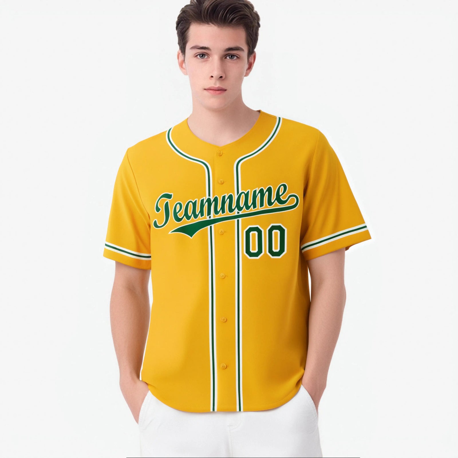 Custom Gold Green Authentic Baseball Jersey
