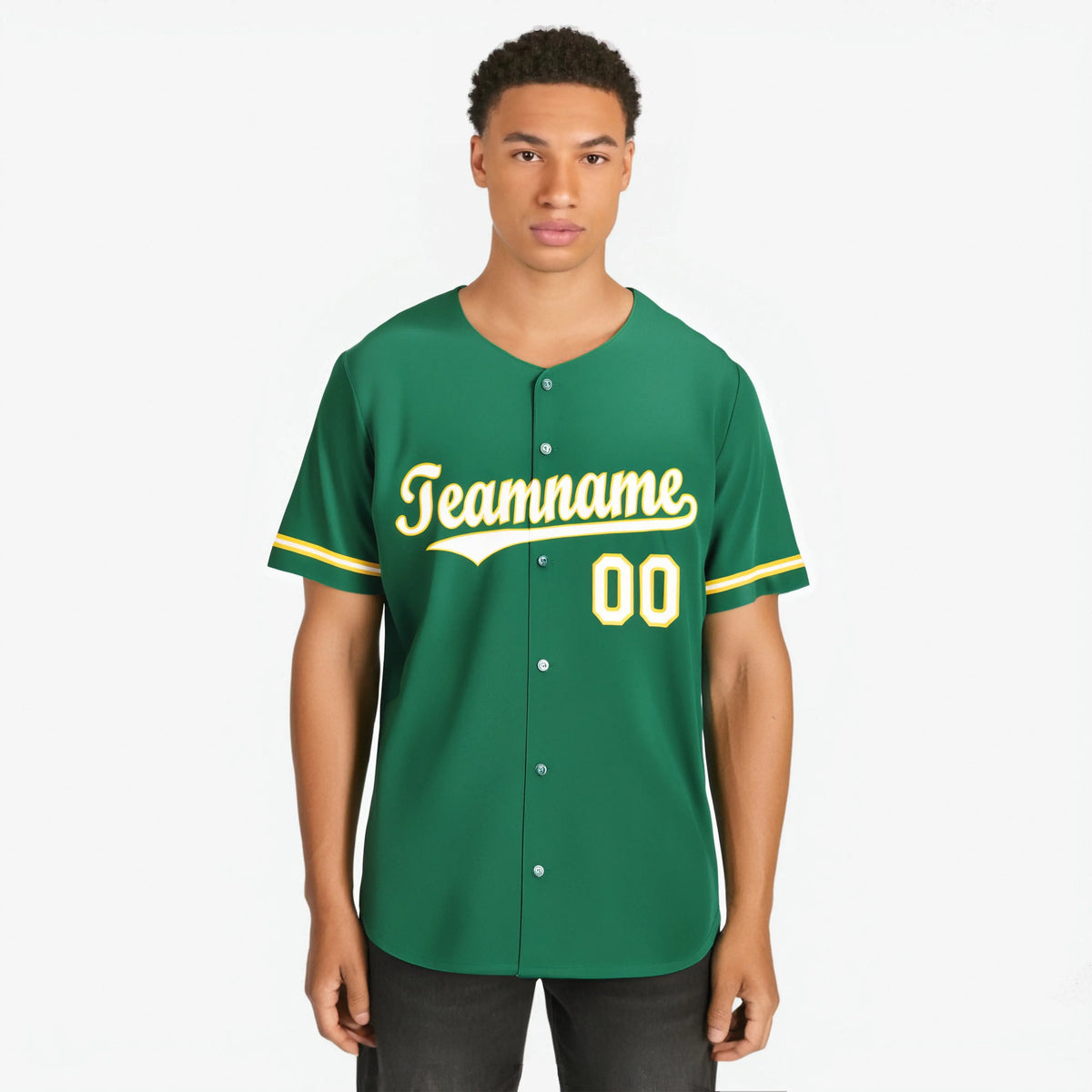 Custom Kelly Green White Gold Authentic Baseball Jersey