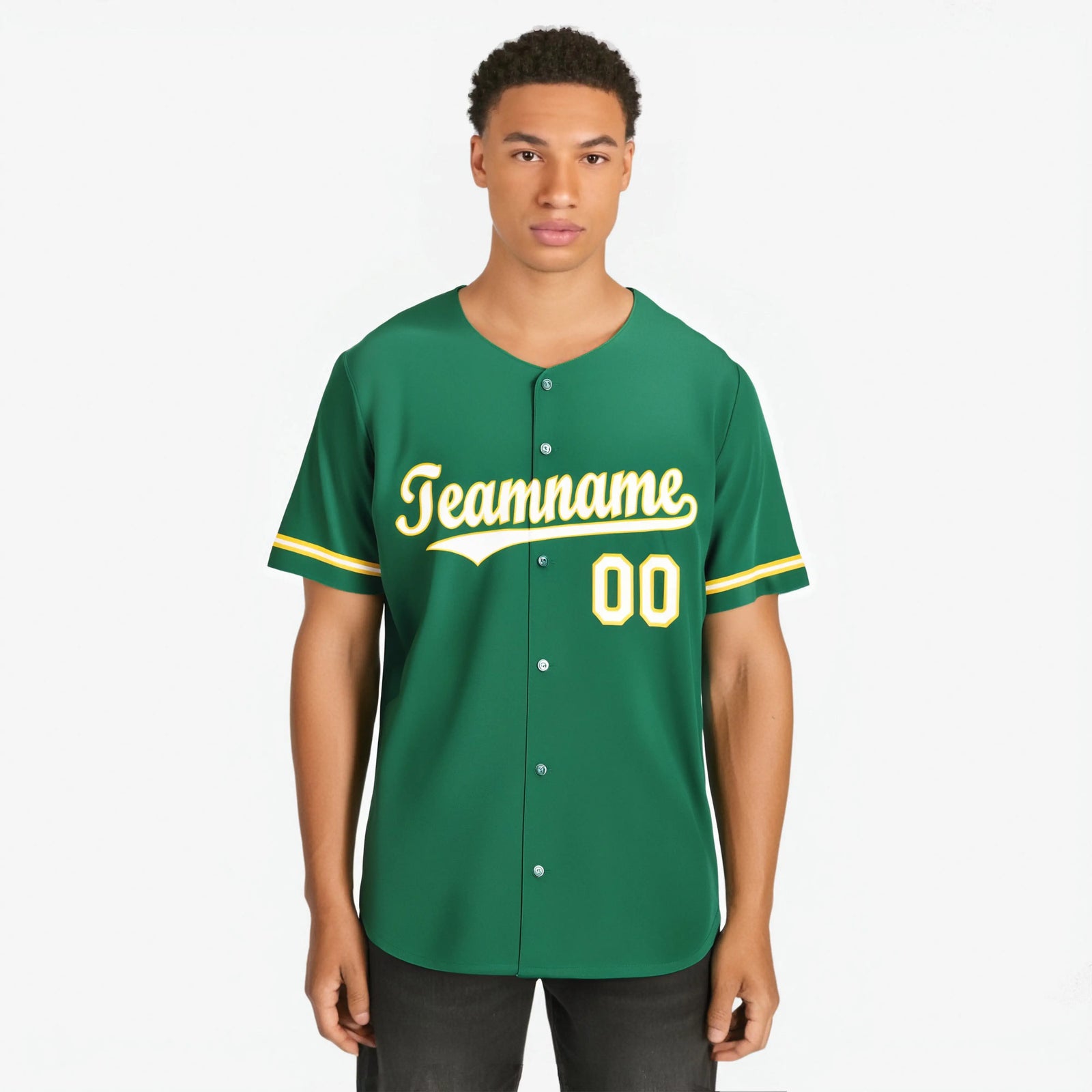 Custom Kelly Green White Gold Authentic Baseball Jersey