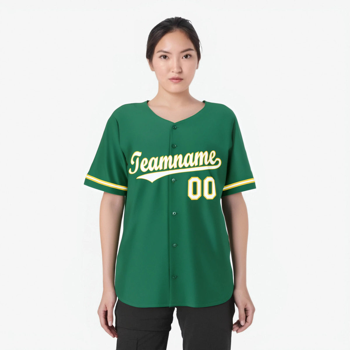 Custom Kelly Green White Gold Authentic Baseball Jersey