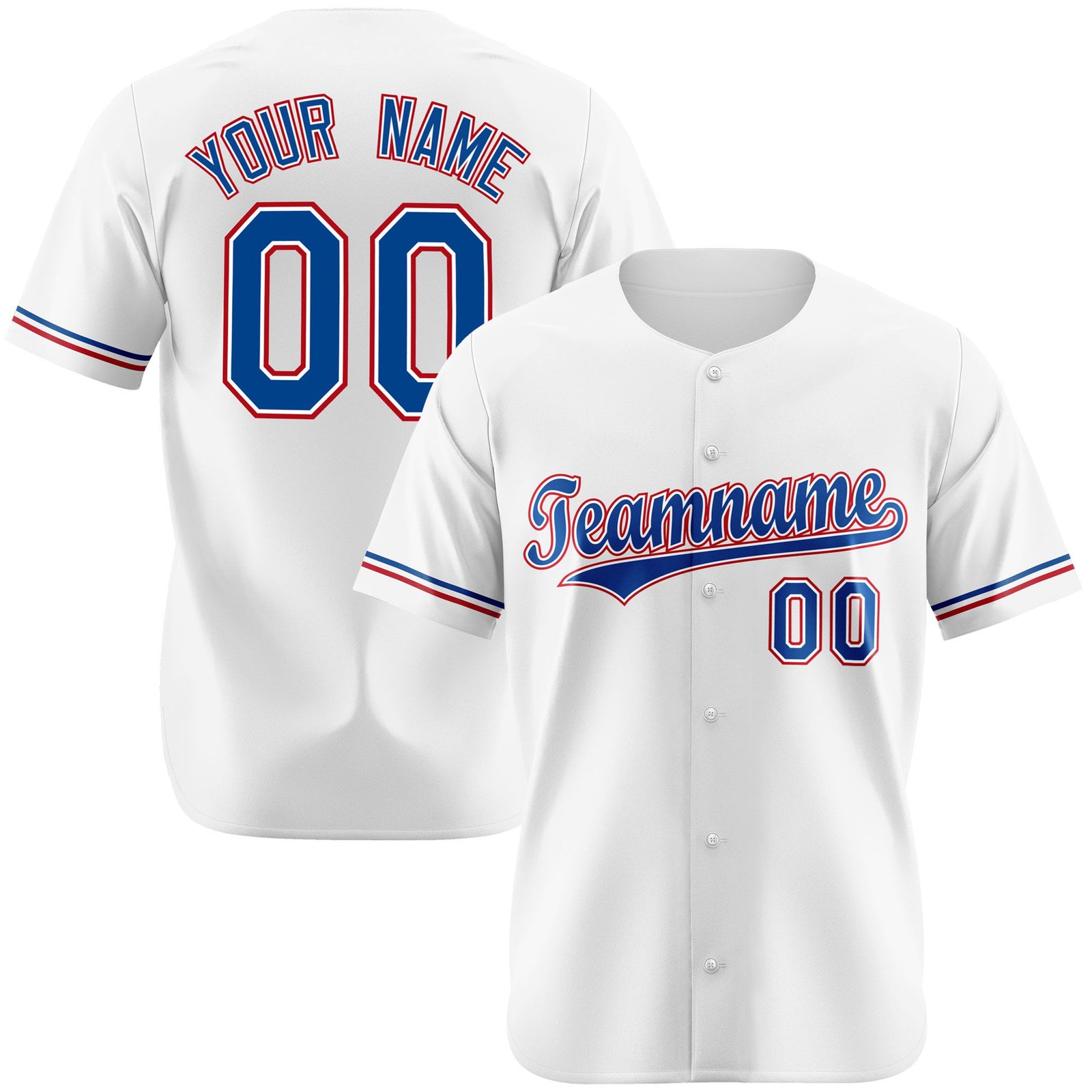Custom White Blue Red Authentic Baseball Jersey