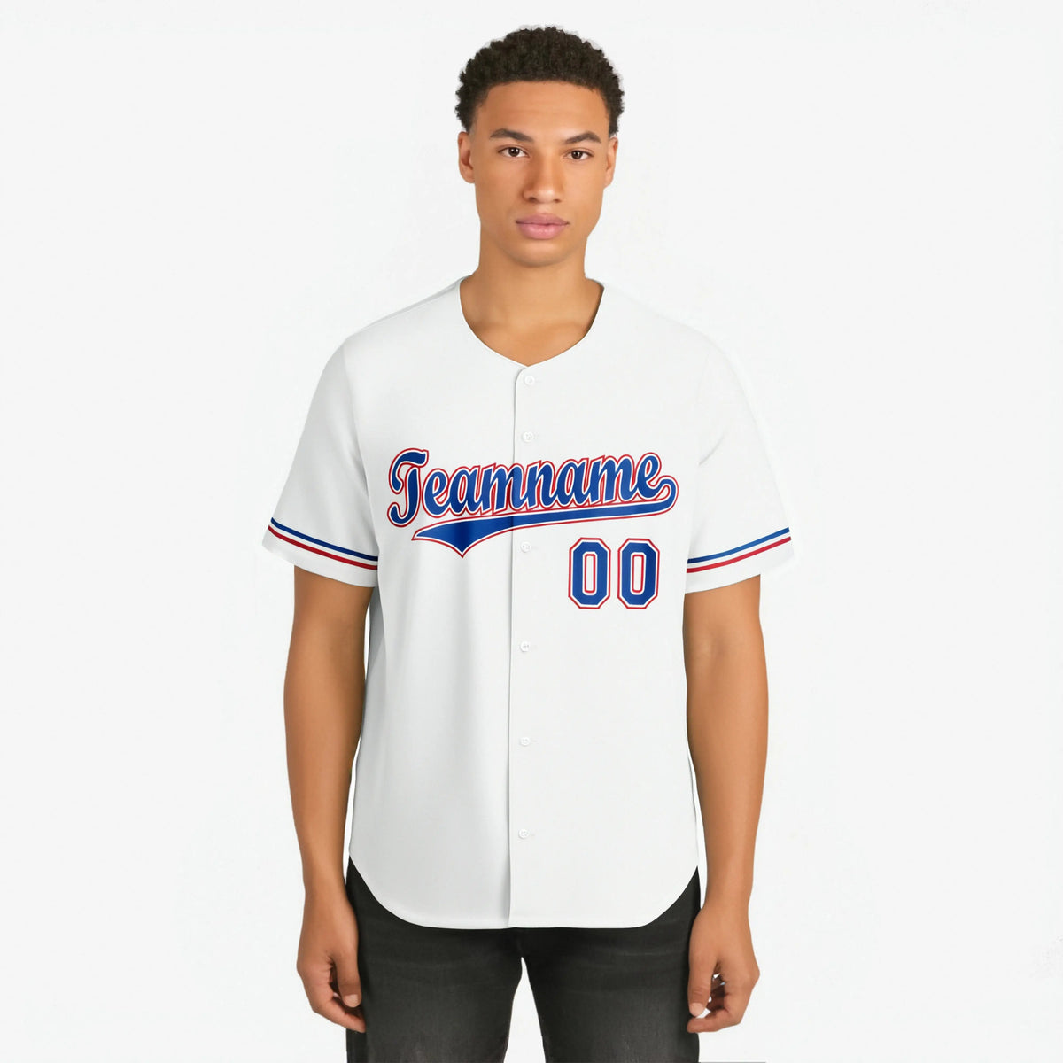 Custom White Blue Red Authentic Baseball Jersey