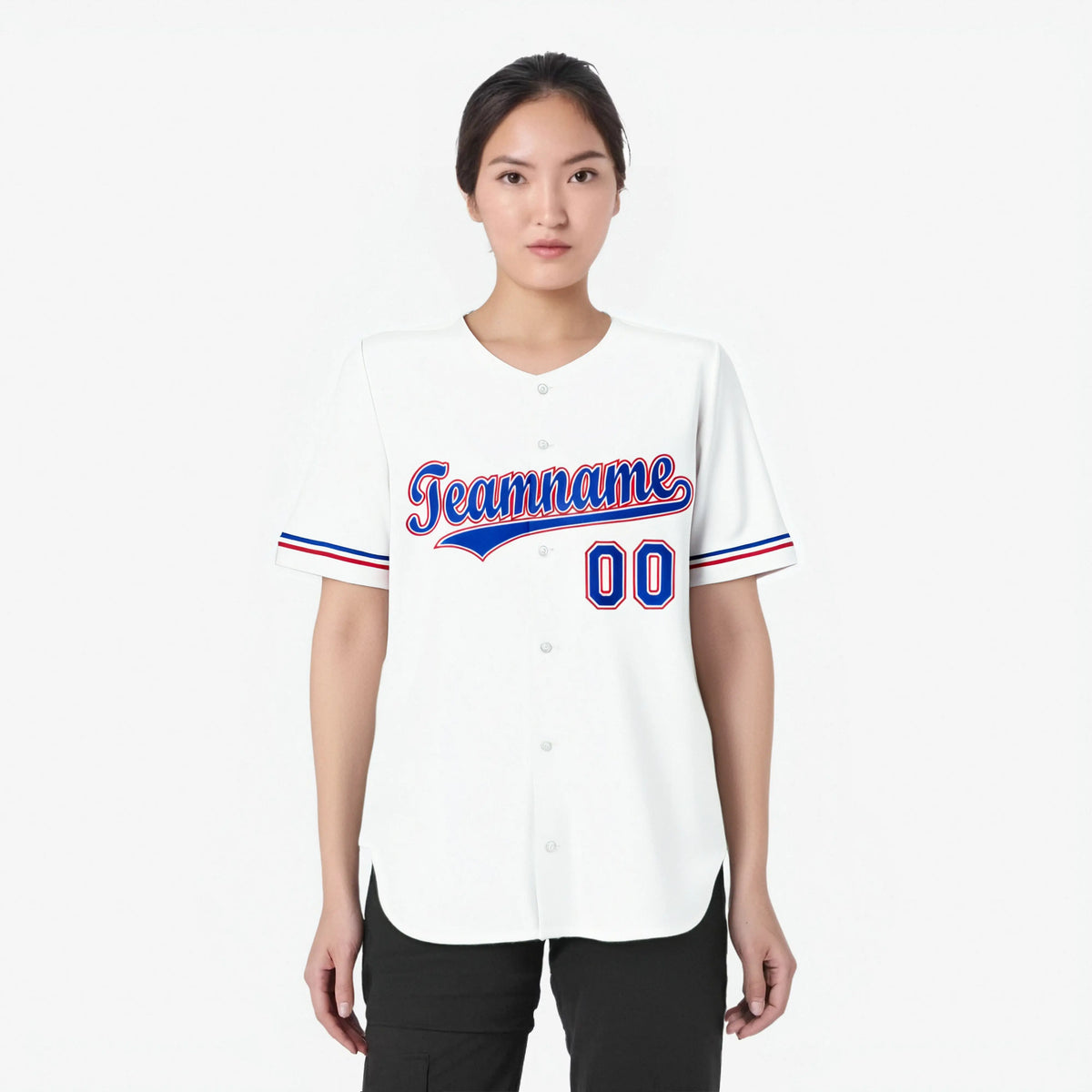 Custom White Blue Red Authentic Baseball Jersey