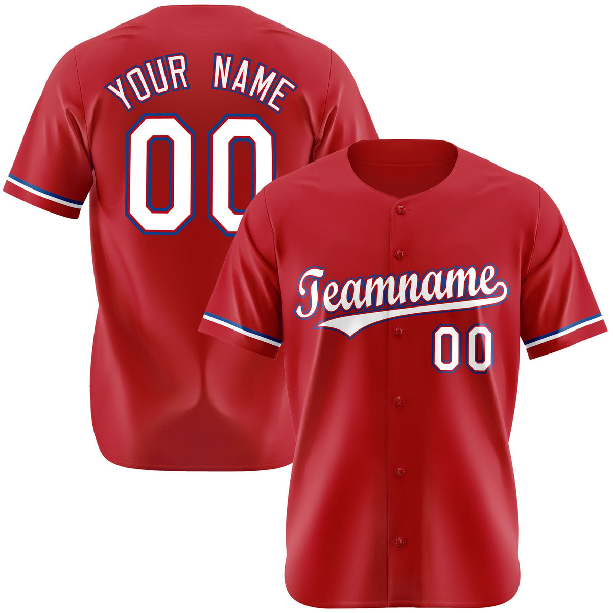 Custom Red White Blue Authentic Baseball Jersey
