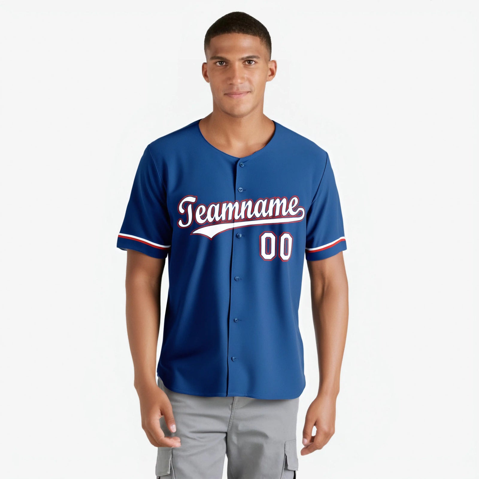 Custom Royal Blue White Red Authentic Baseball Jersey