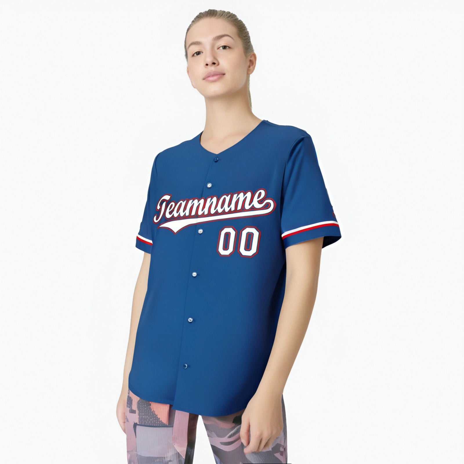 Custom Royal Blue White Red Authentic Baseball Jersey