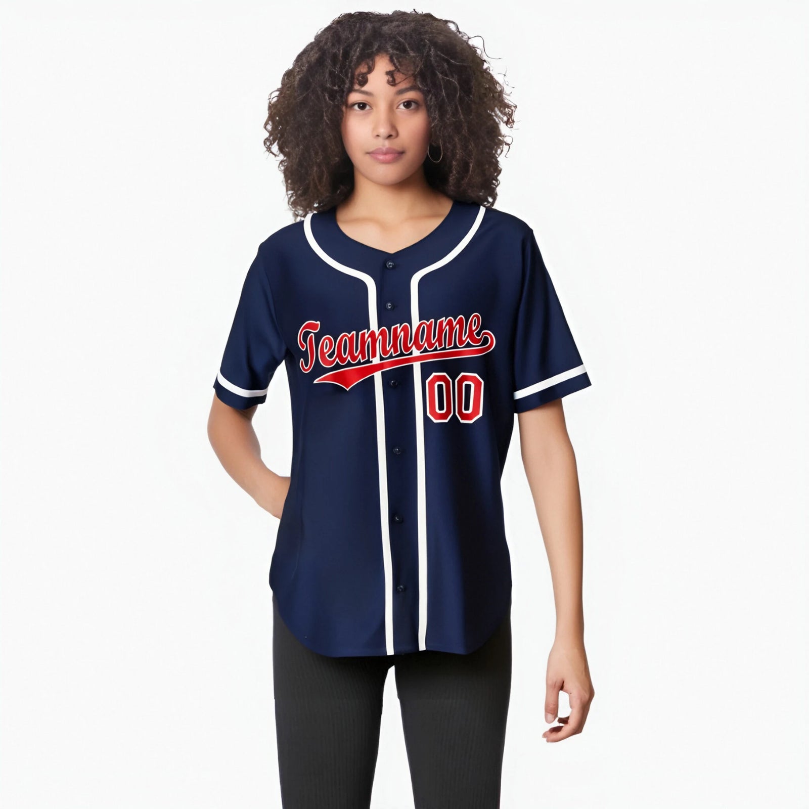 Custom Navy Red White Authentic Baseball Jersey