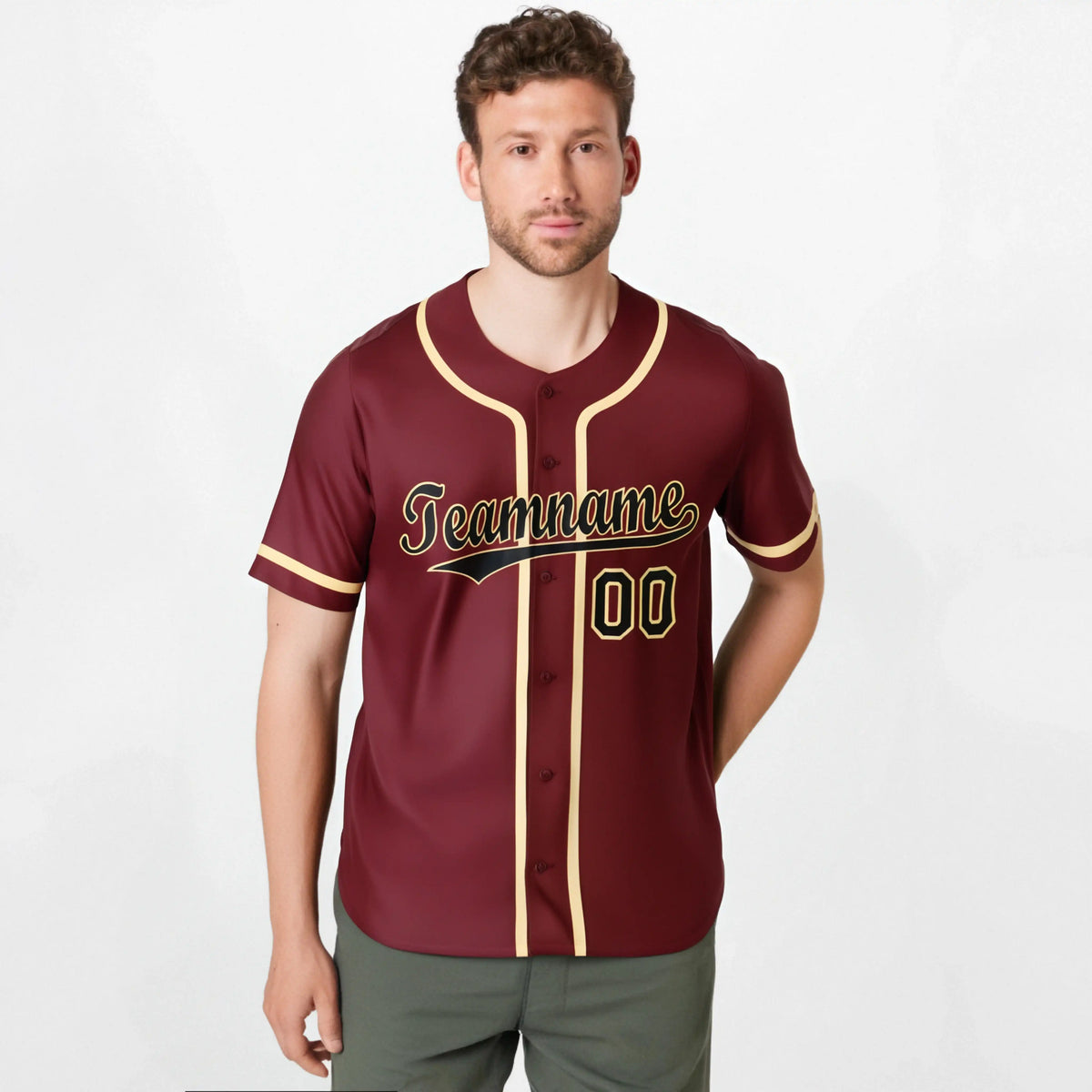 Custom Crimson Khaki Authentic Baseball Jersey