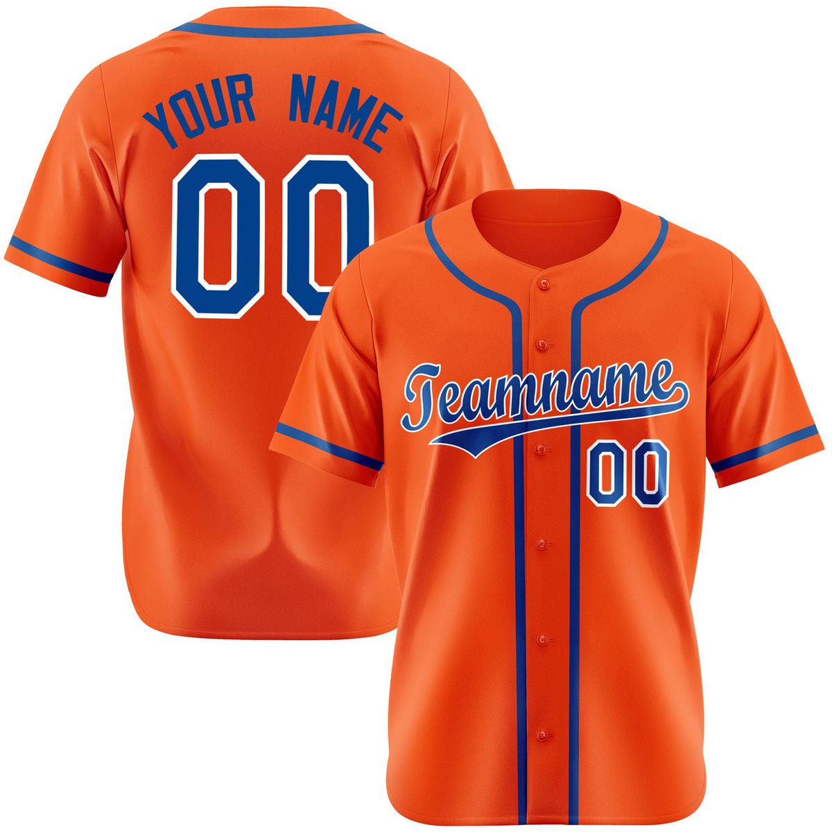 Custom Orange Royal Blue White Authentic Baseball Jersey