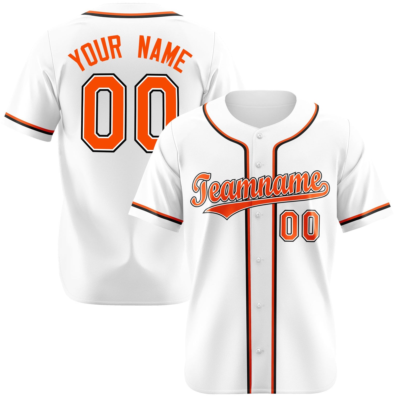 Custom White Orange Black Authentic Baseball Jersey
