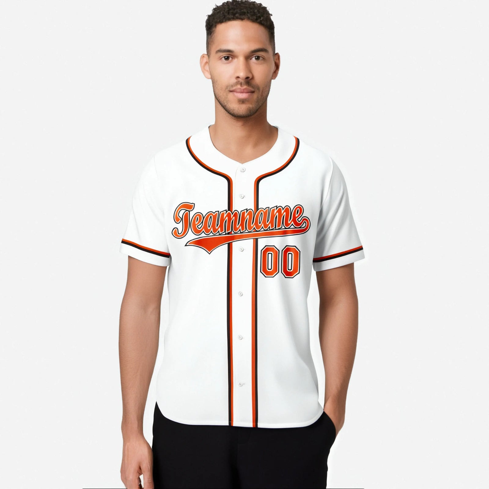 Custom White Orange Black Authentic Baseball Jersey