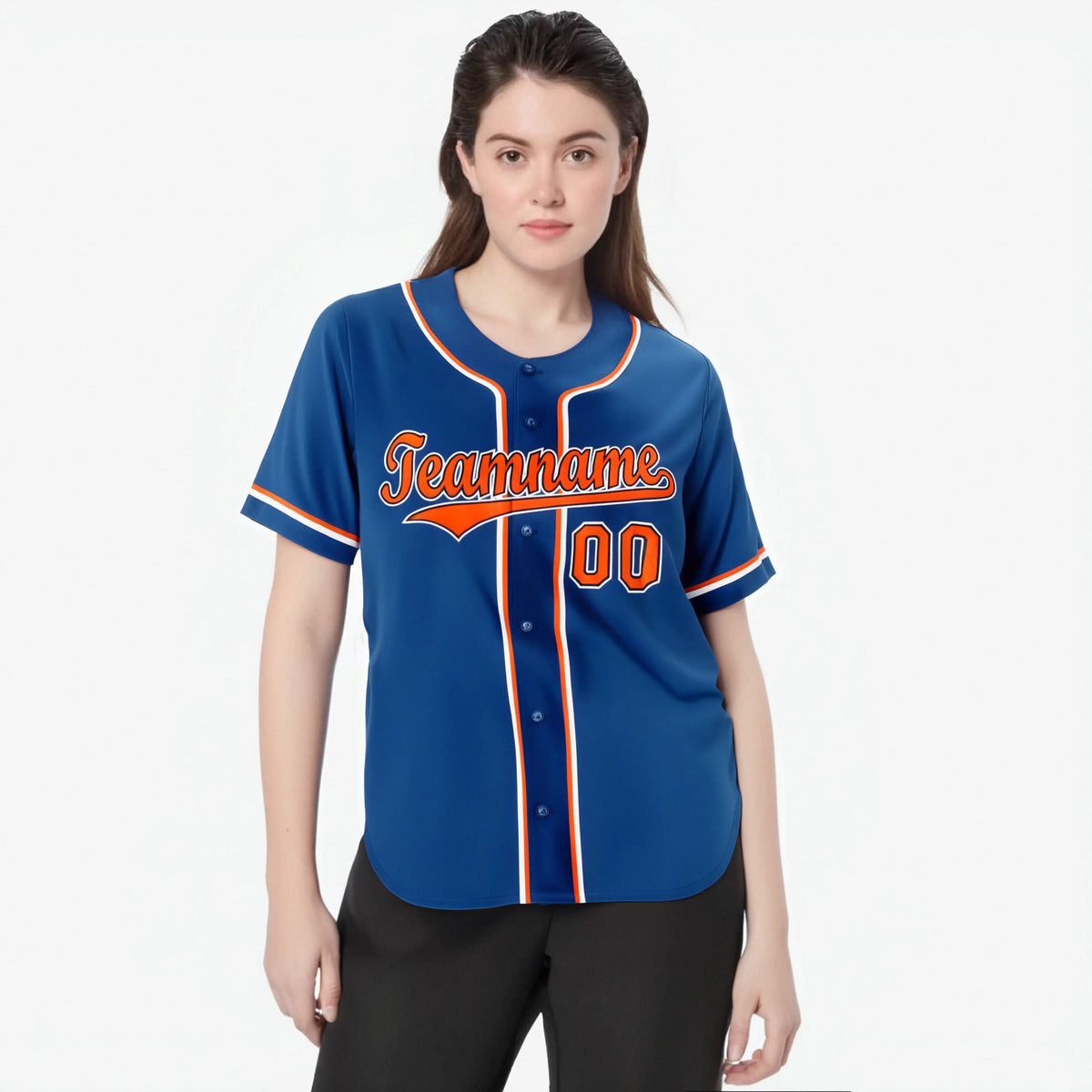 Custom Royal Blue Orange White Authentic Baseball Jersey