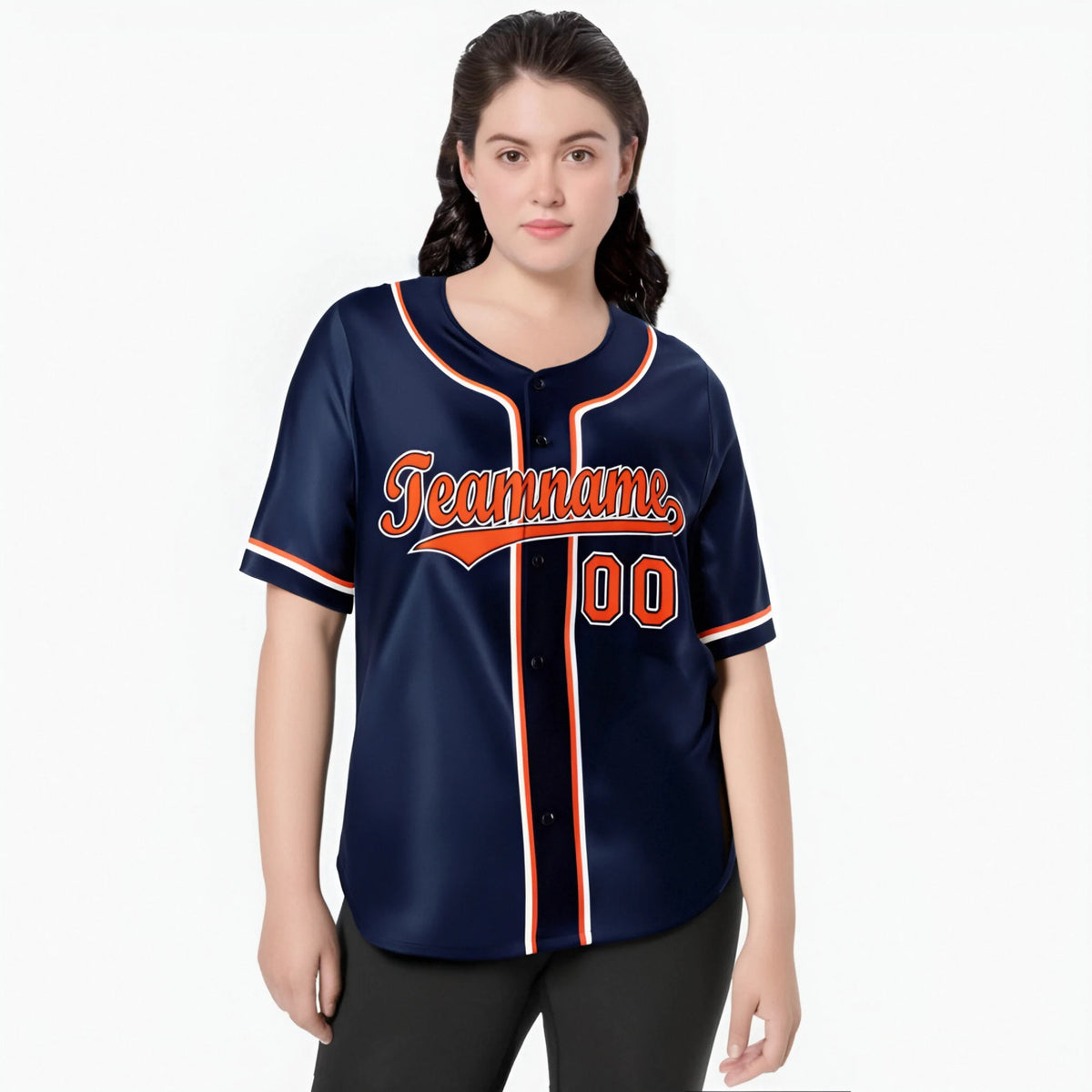Custom Navy Orange White Authentic Baseball Jersey