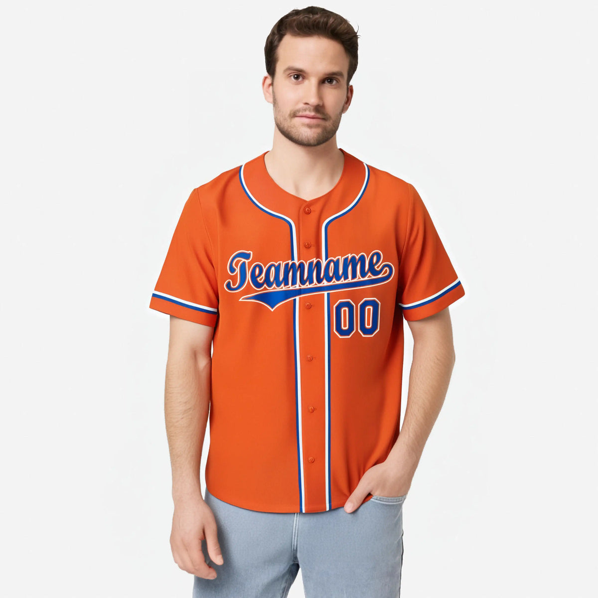 Custom Orange Royal Blue White Authentic Baseball Jersey