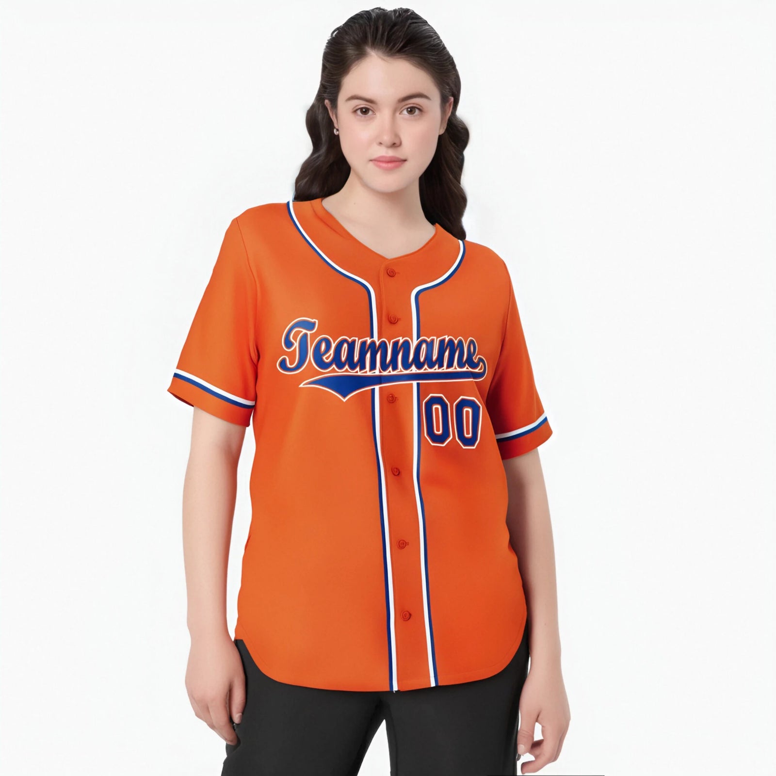 Custom Orange Royal Blue White Authentic Baseball Jersey