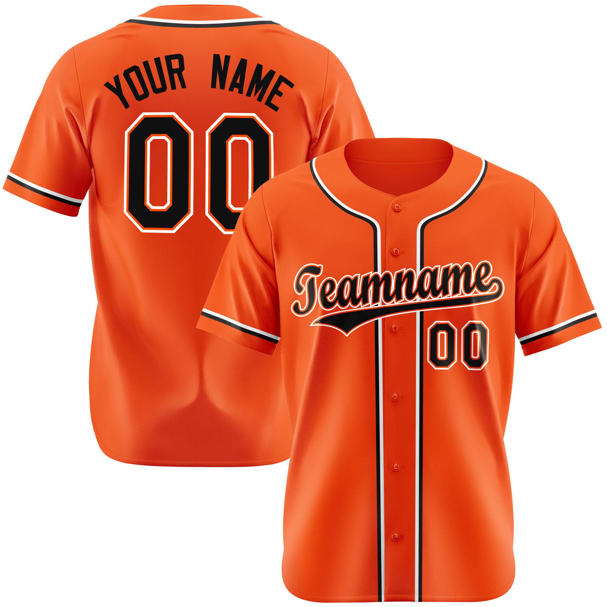 Custom Orange Black White Authentic Baseball Jersey