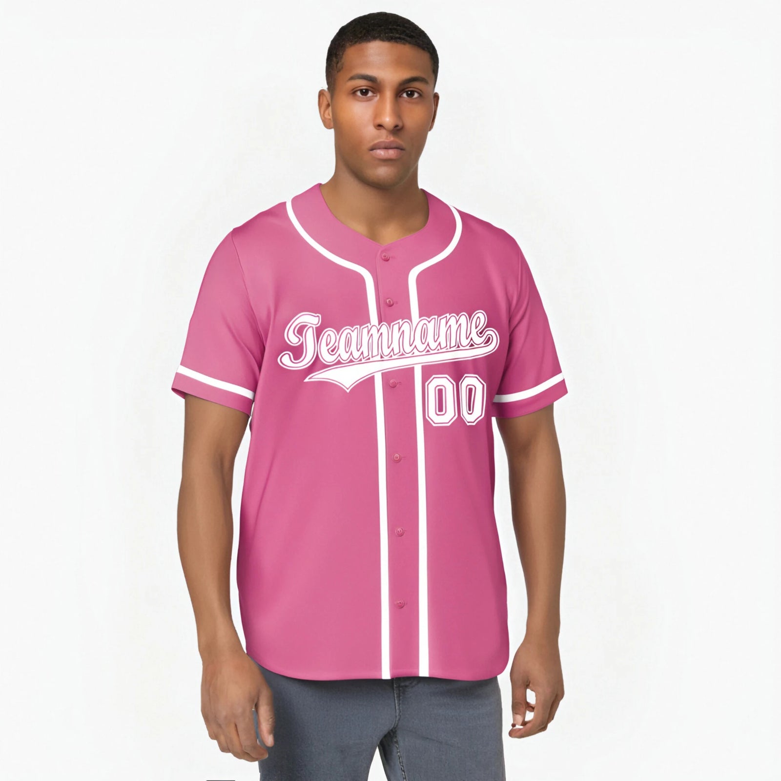 Custom Pink White Authentic Baseball Jersey