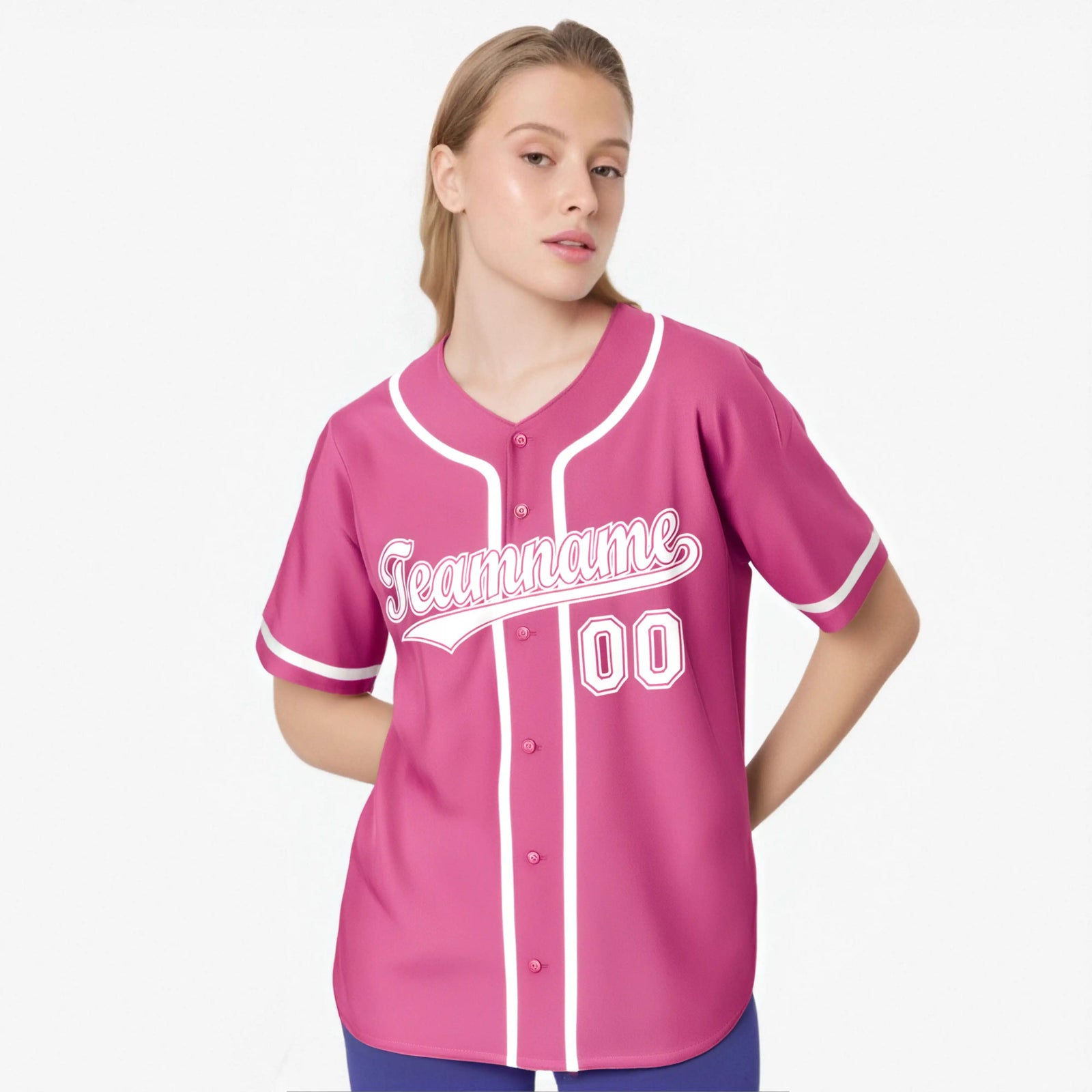 Custom Pink White Authentic Baseball Jersey