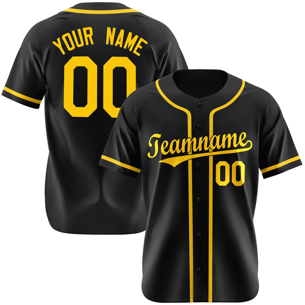 Custom Black Gold Authentic Baseball Jersey