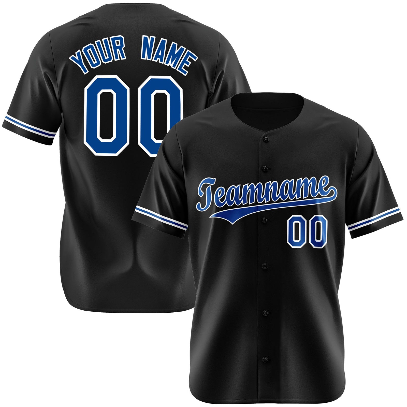 Custom Black Blue White Authentic Baseball Jersey