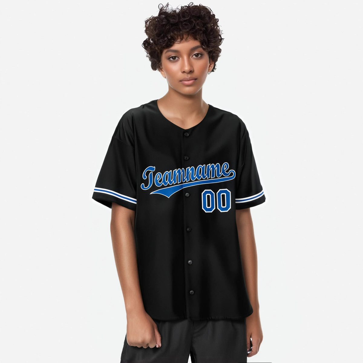 Custom Black Blue White Authentic Baseball Jersey