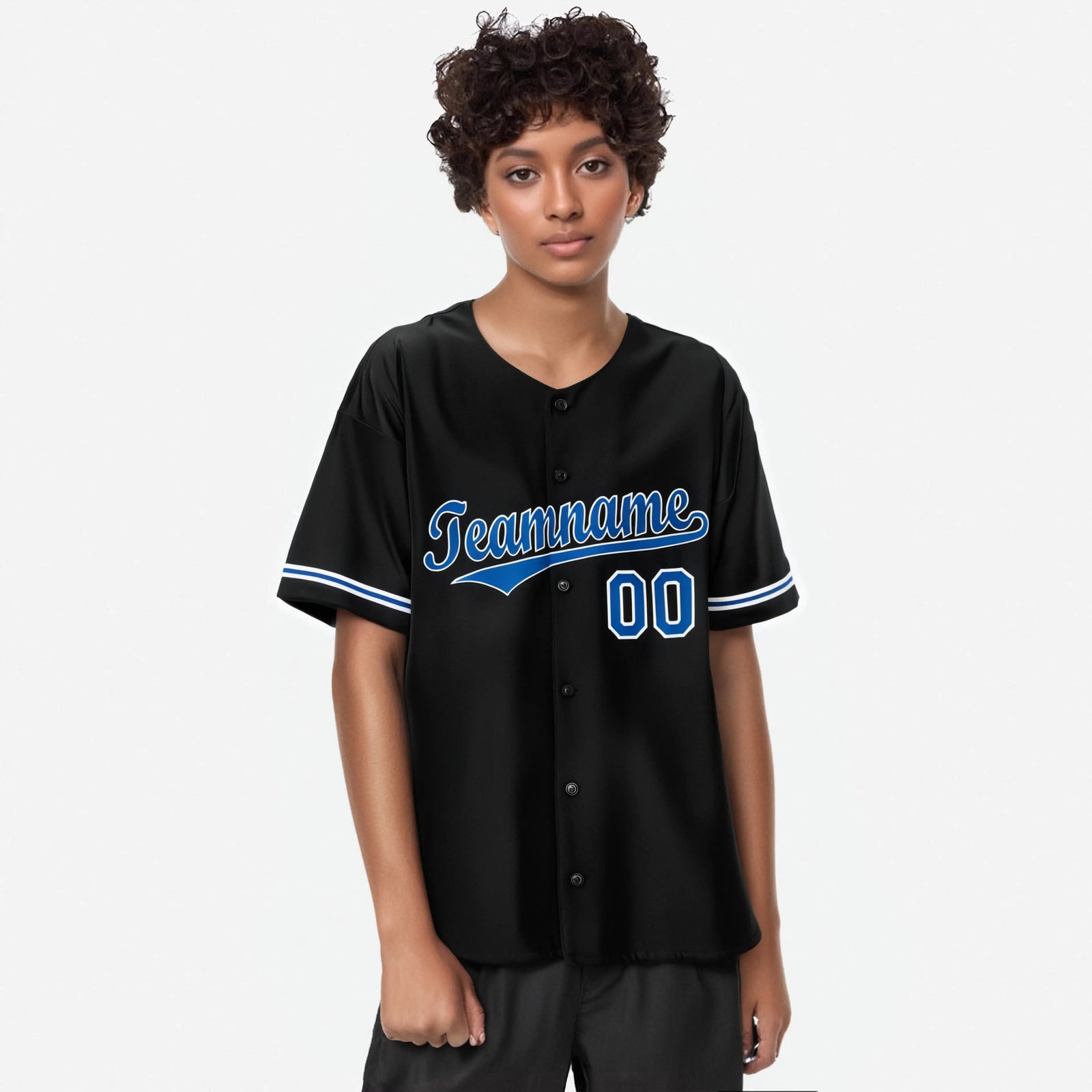 Custom Black Blue White Authentic Baseball Jersey