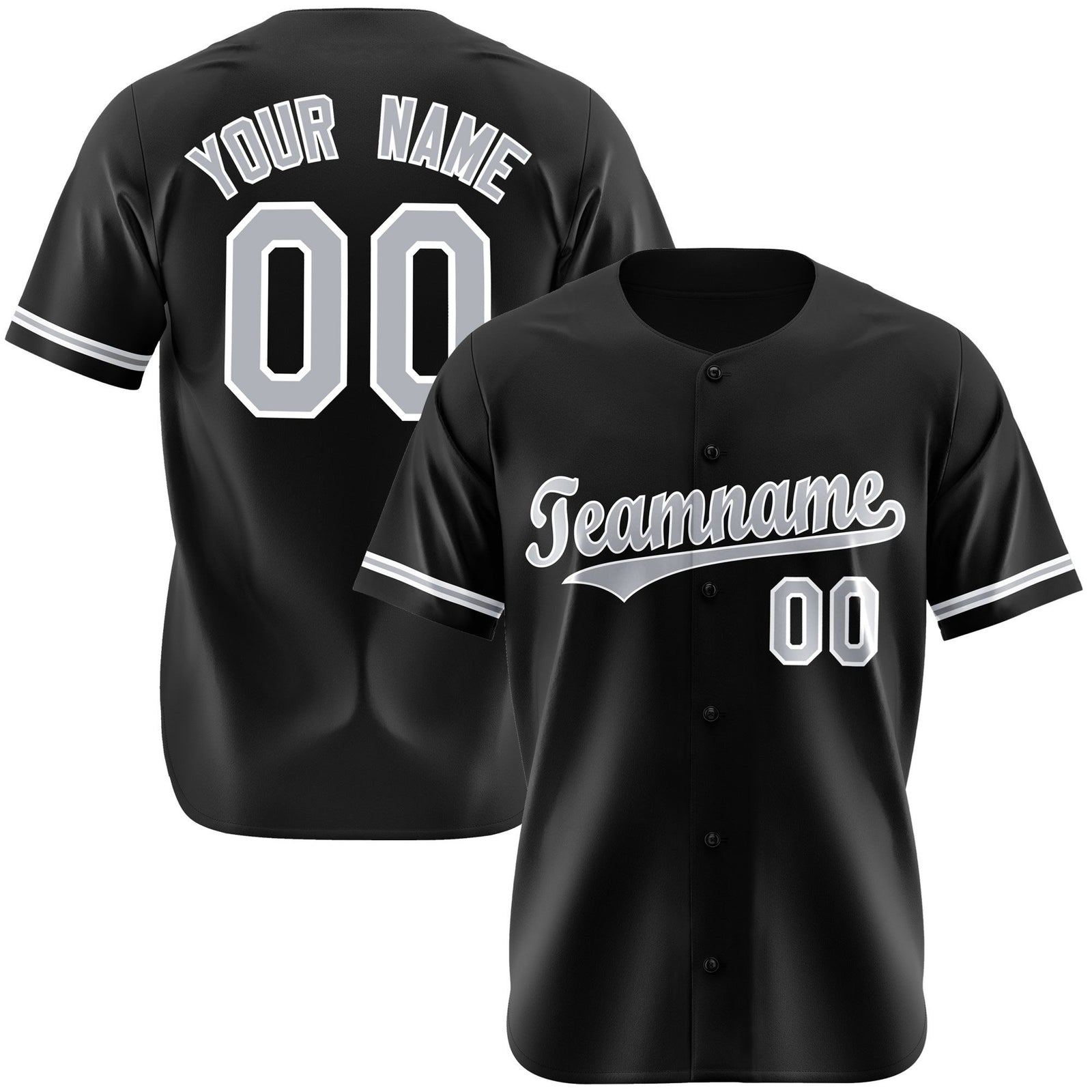 Custom Black Gray White Authentic Baseball Jersey