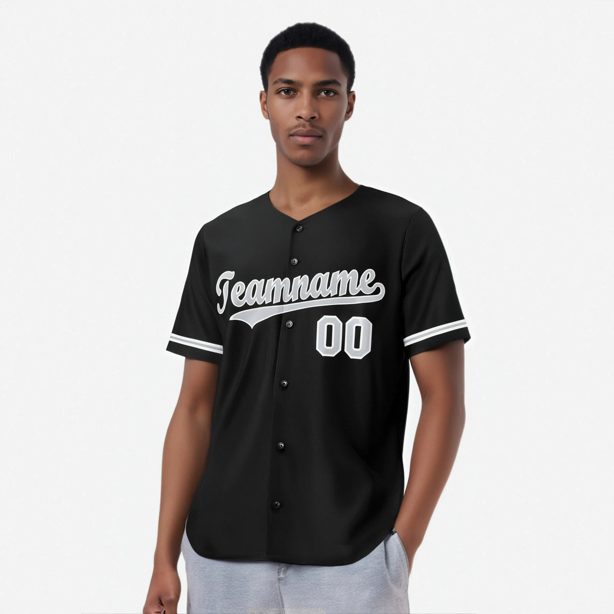 Custom Black Gray White Authentic Baseball Jersey