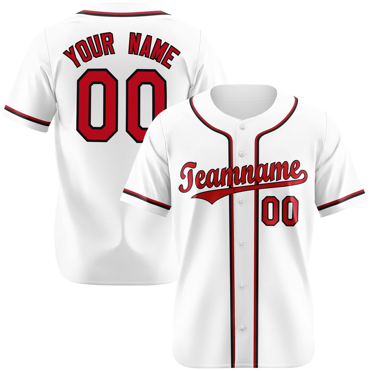 Custom White Red Black Authentic Baseball Jersey