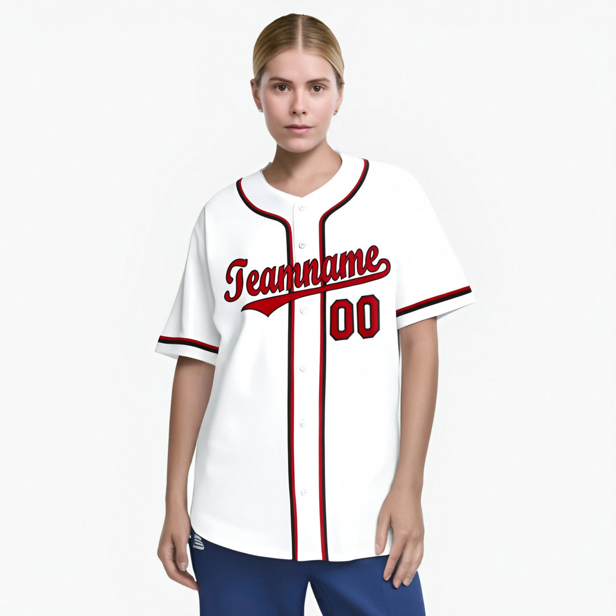 Custom White Red Black Authentic Baseball Jersey