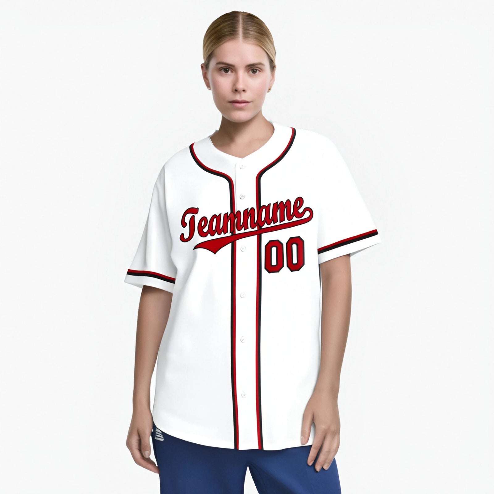 Custom White Red Black Authentic Baseball Jersey