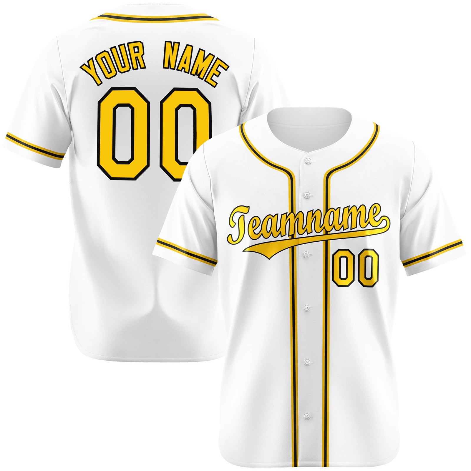 Custom White Yellow Black Authentic Baseball Jersey